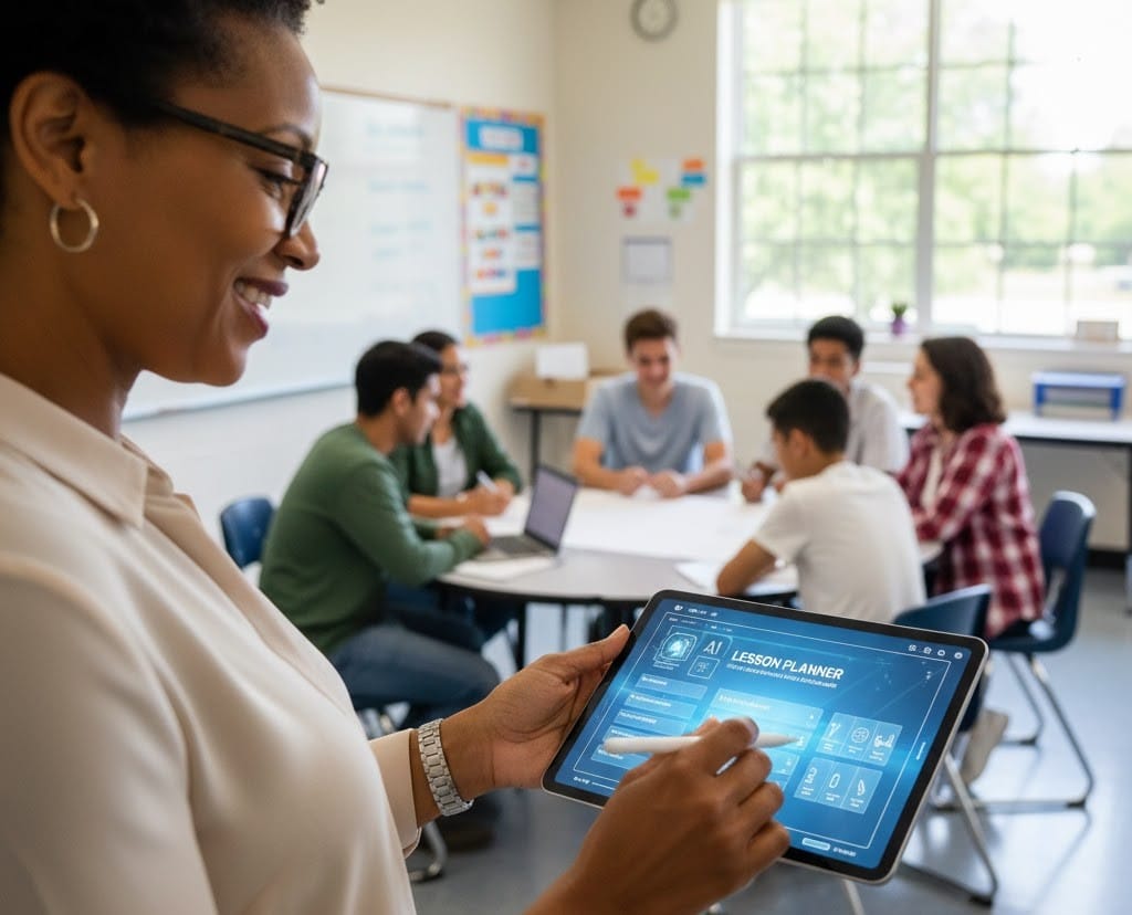 U.S. educator saving planning time with FERPA-compliant AI tools.