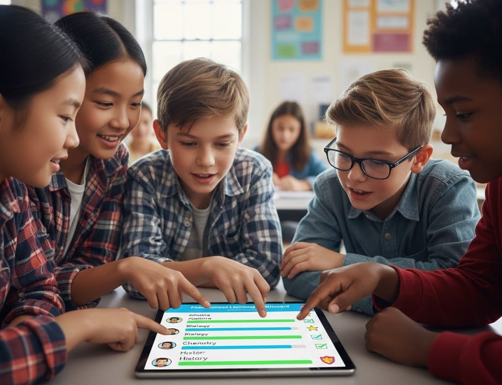 Teacher using AI lesson planning software on laptop to design classroom activities.