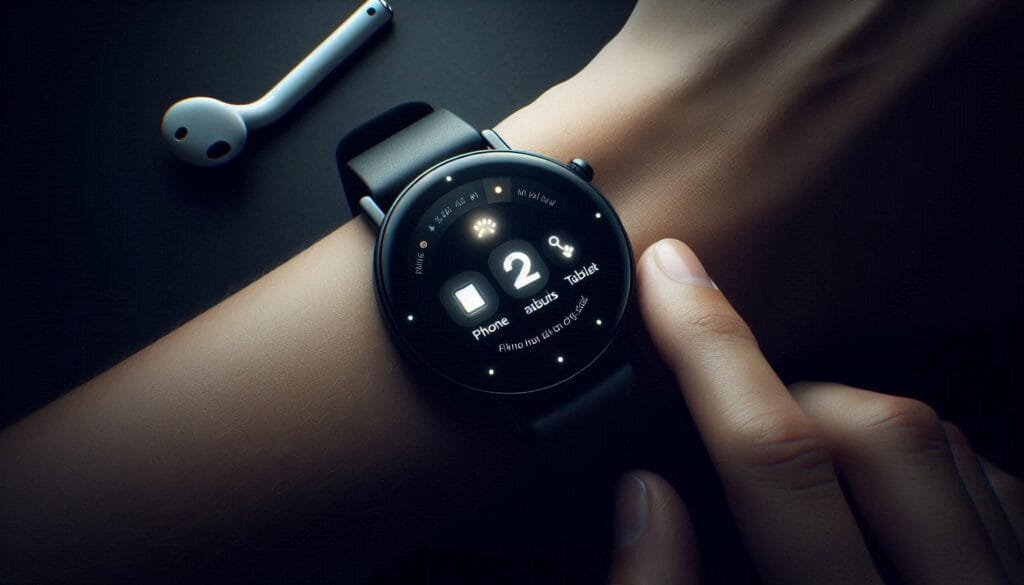 Find Hub app on Pixel Watch playing sound to locate missing phone.