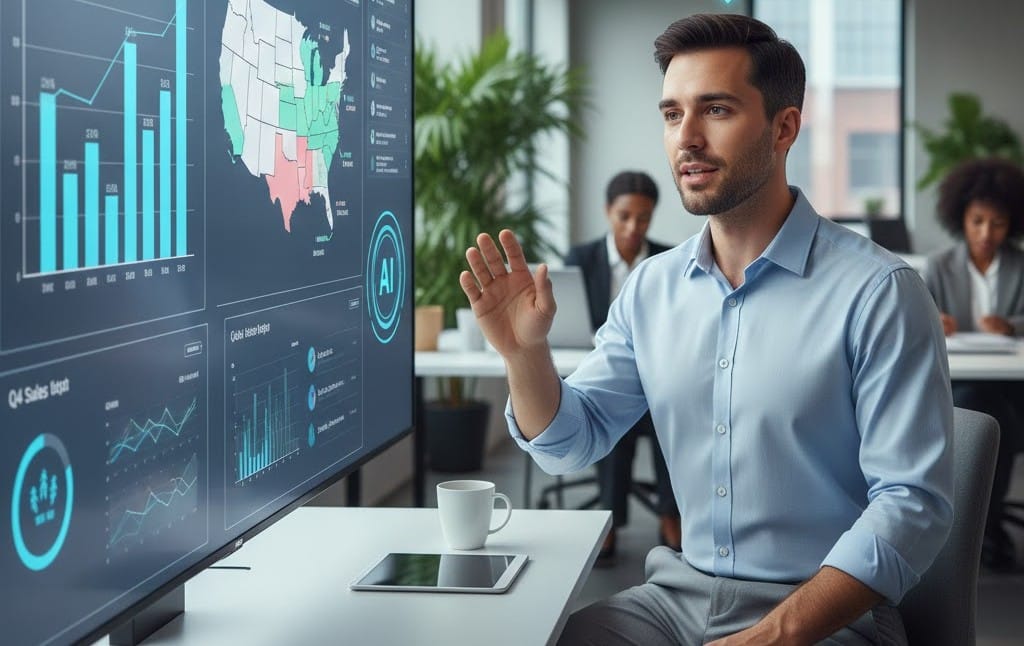 AI-powered business intelligence dashboard responding to natural language query.