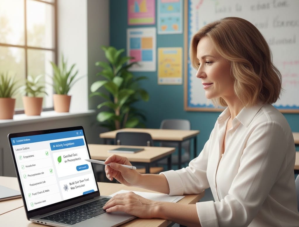 School administrator dashboard with AI-driven analytics showing engagement and risk indicator metrics.
