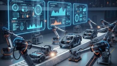 AI-powered manufacturing plant in the US using automation for EV production.