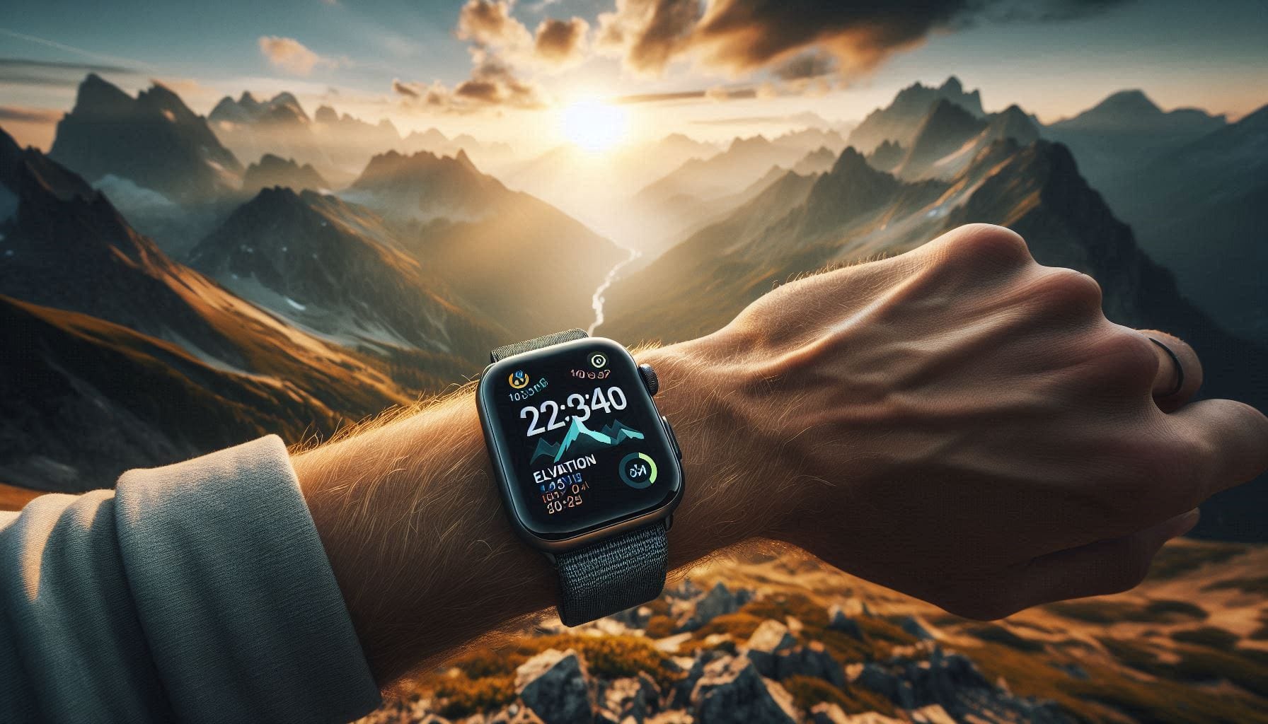 Apple Watch Ultra 3 in action during a mountain hike, displaying navigation features.